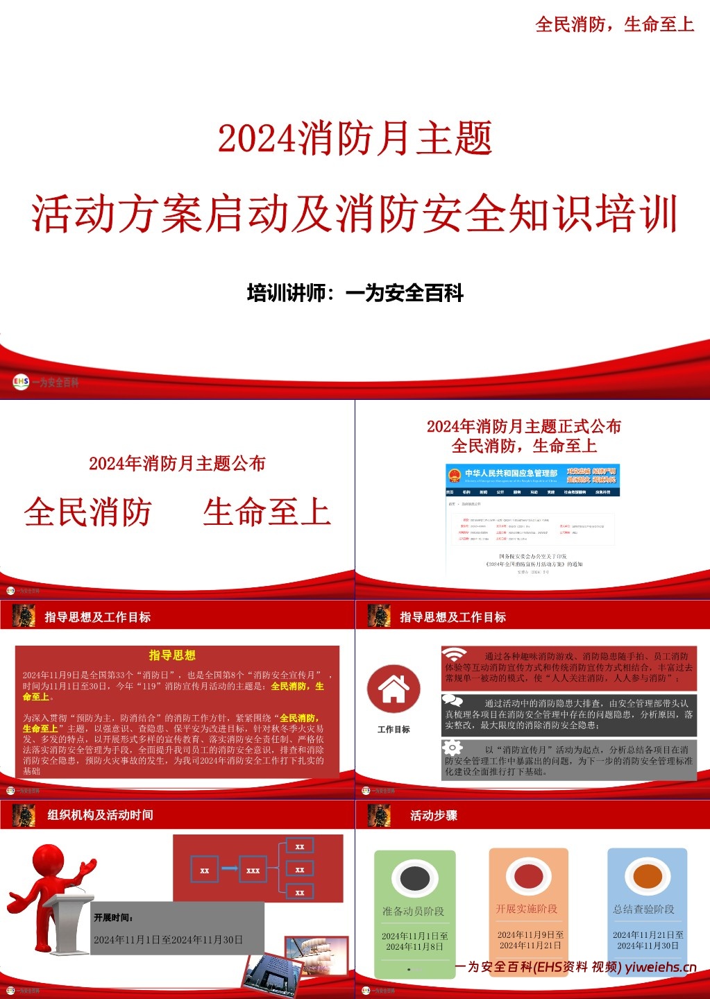 【PPT】2024年消防月主题活动方案启动及全员消防安全知识培训