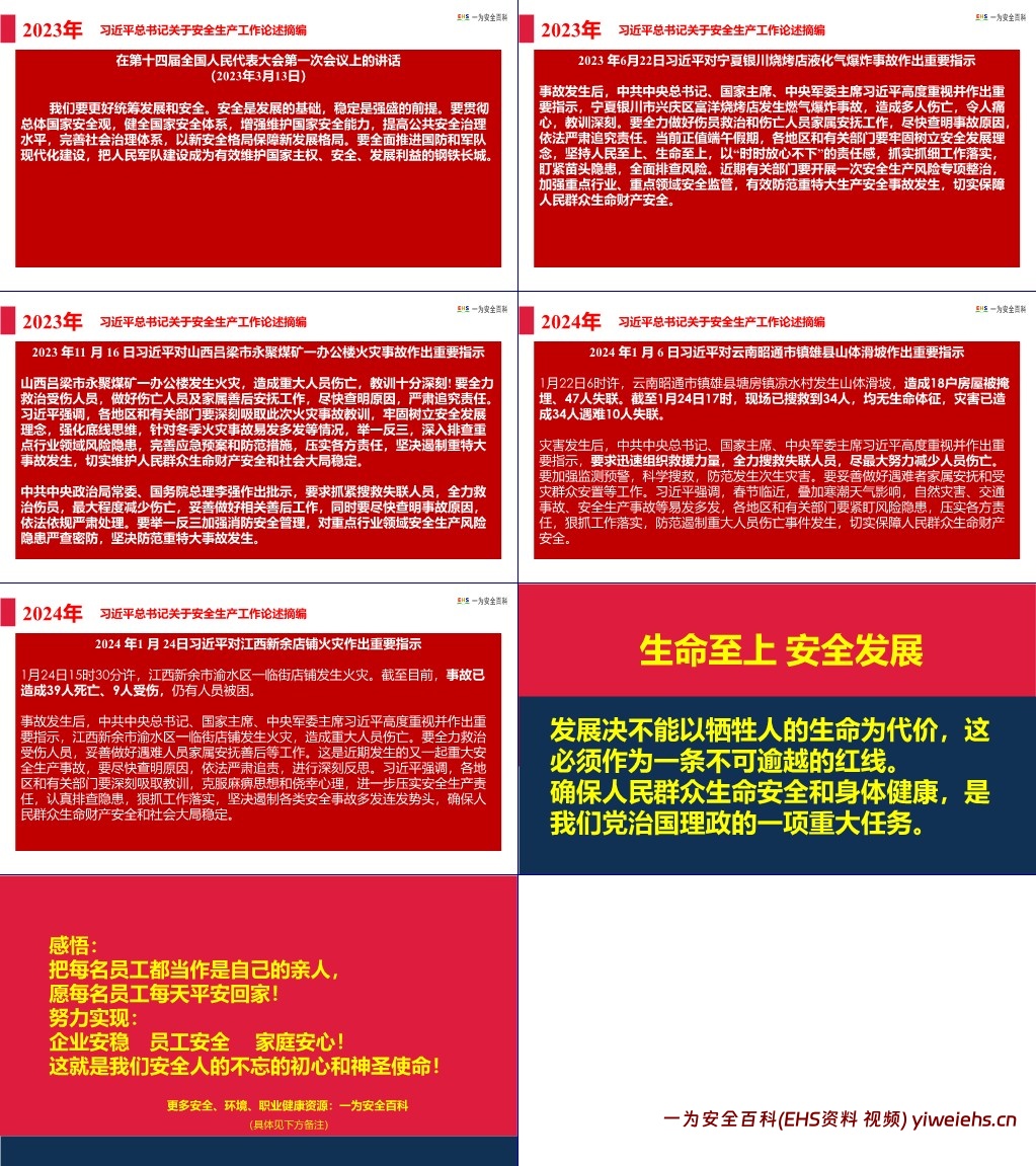 【PPT】2024最新版总书记关于安全生产工作重要论述摘编