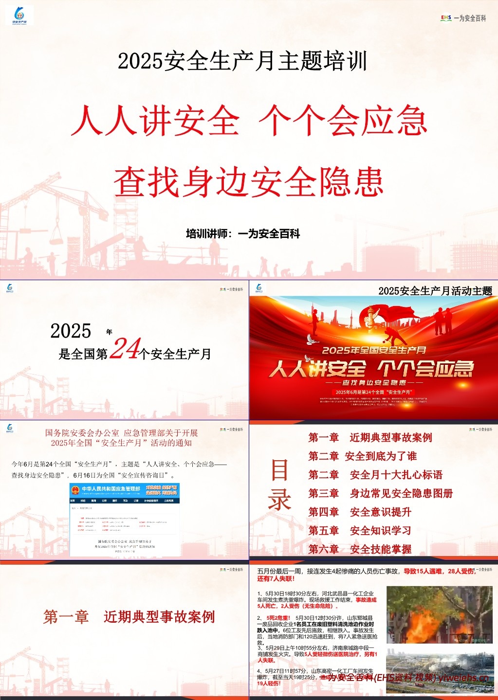 【PPT】2025安全月主题宣贯课件:人人查找身边安全隐患(含事故案例)