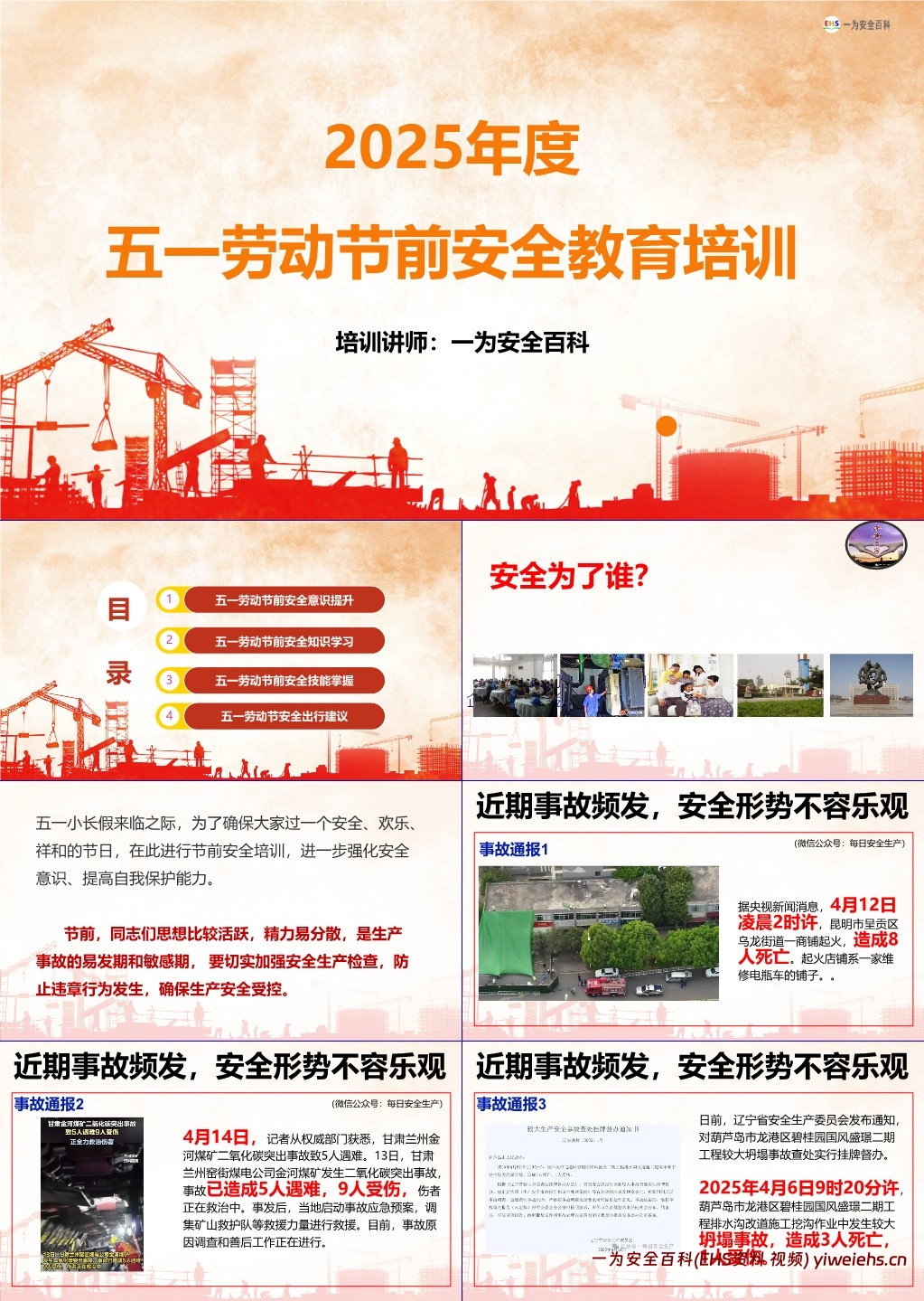 【PPT】2025年度五一劳动节前安全培训