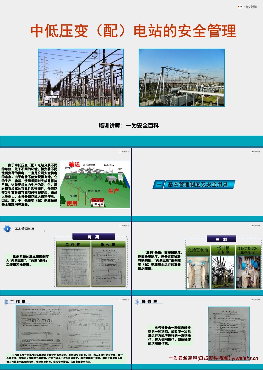 【PPT】中低压变(配)电站的安全管理