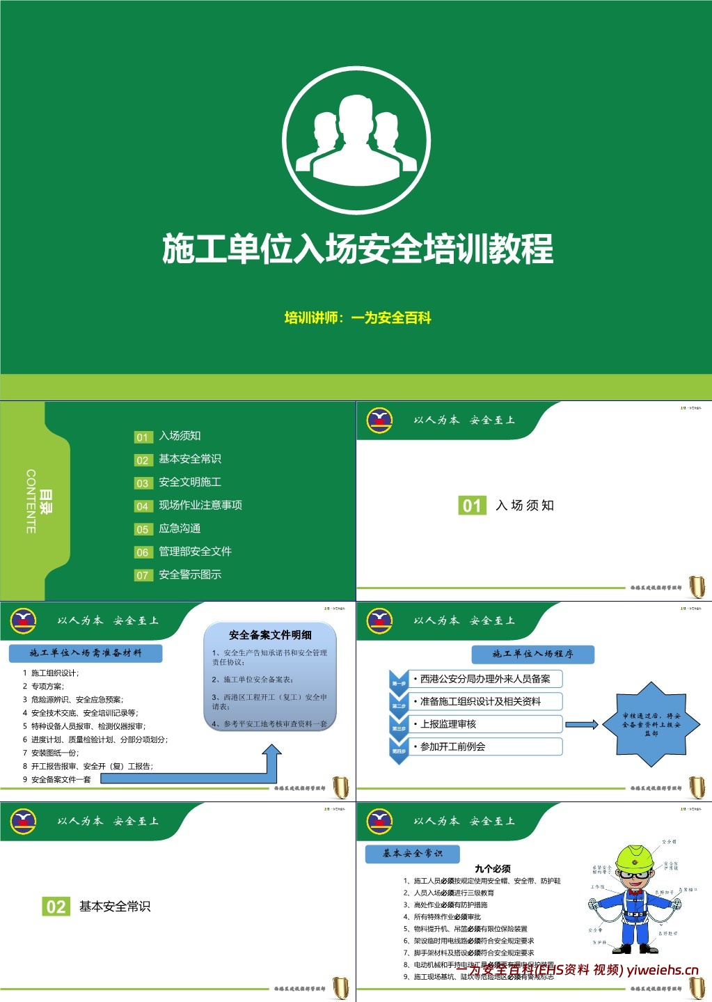 【PPT】施工单位入场安全培训资料