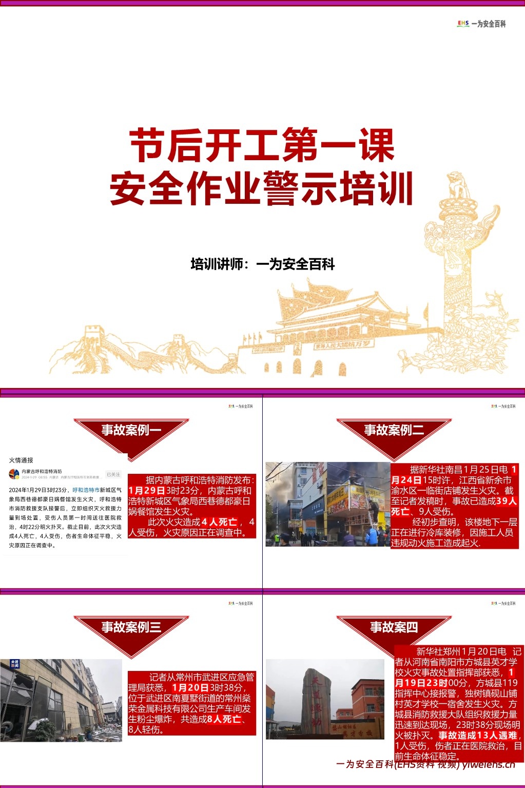 【PPT】节后开工第一课安全作业警示培训