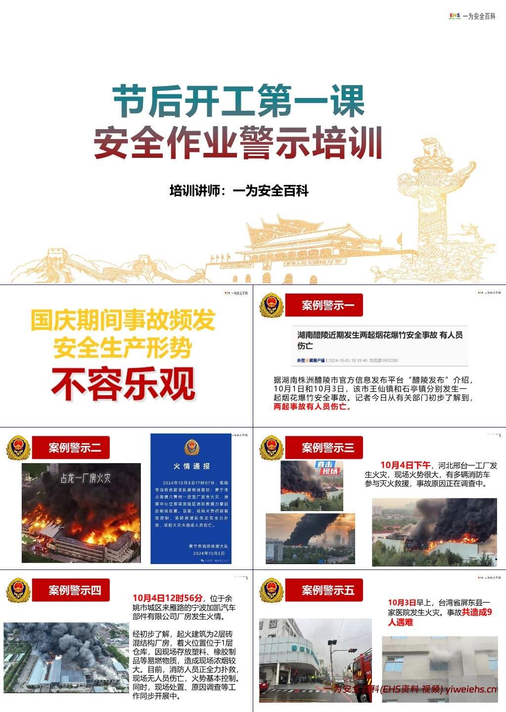 【PPT】国庆节后复工“安全第一课”警示教育