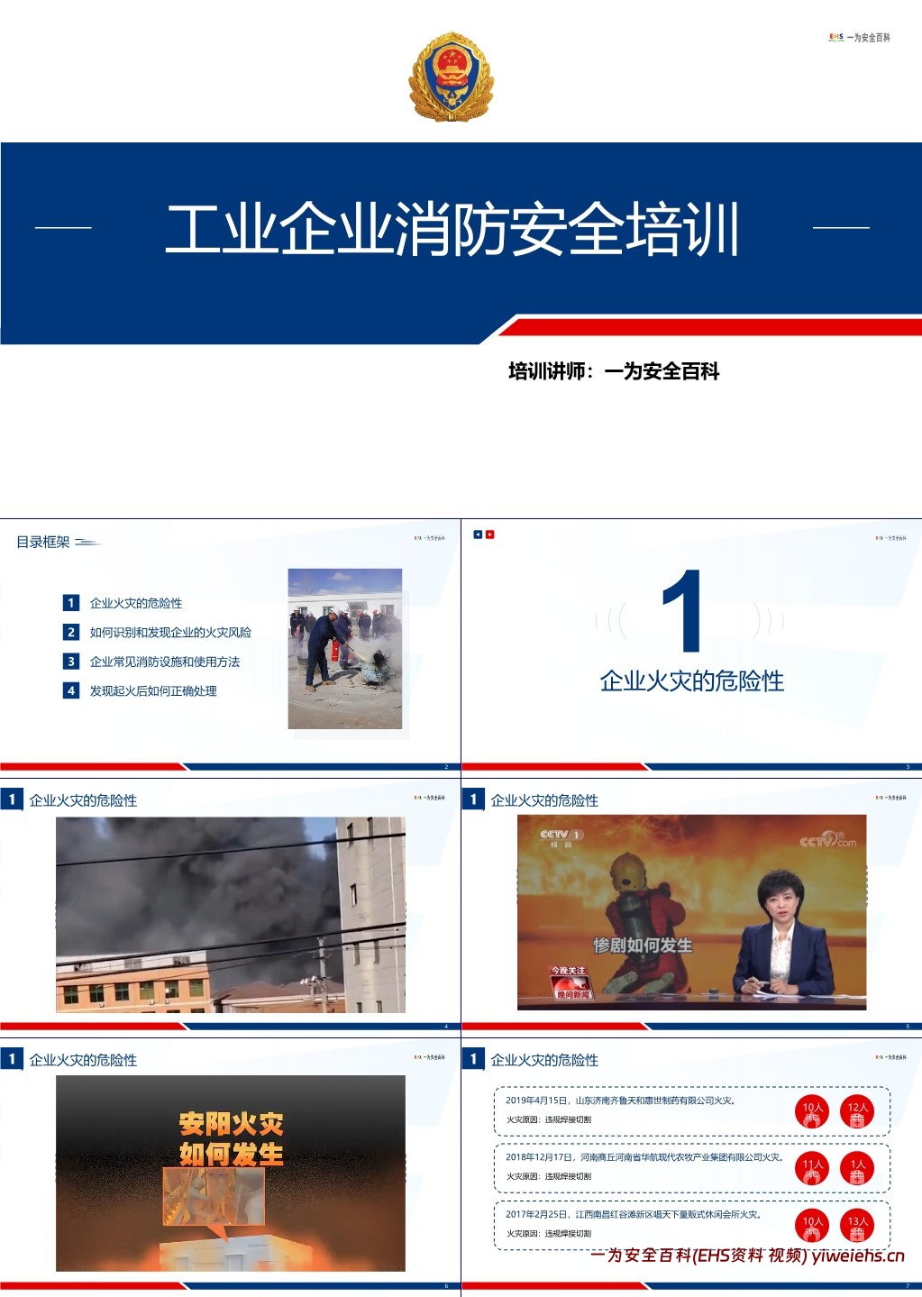 【PPT】工业企业消防安全培训课件(通用版)