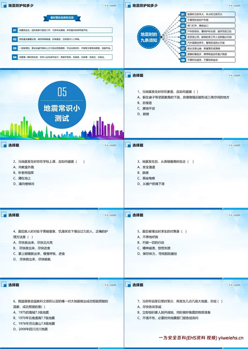 【PPT】防灾减灾日地震安全