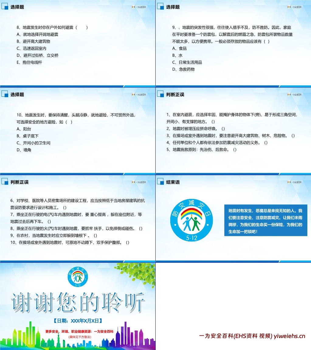 【PPT】防灾减灾日地震安全