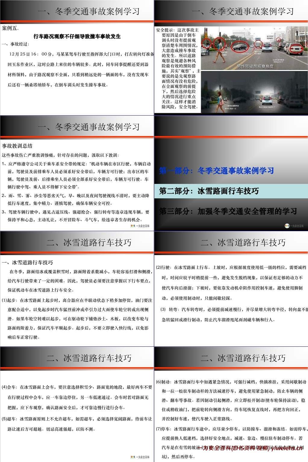【PPT】冬季交通事故案例交通安全培训