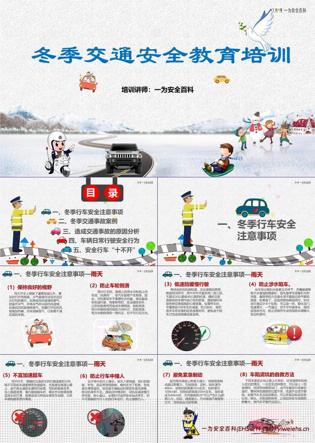 【PPT】冬季交通安全教育培训