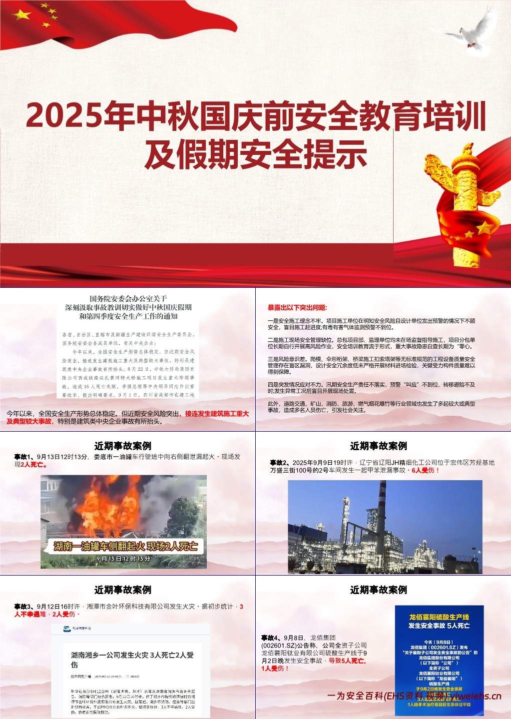 【PPT】2025年度中秋国庆节前安全培训(含近期事故案例)