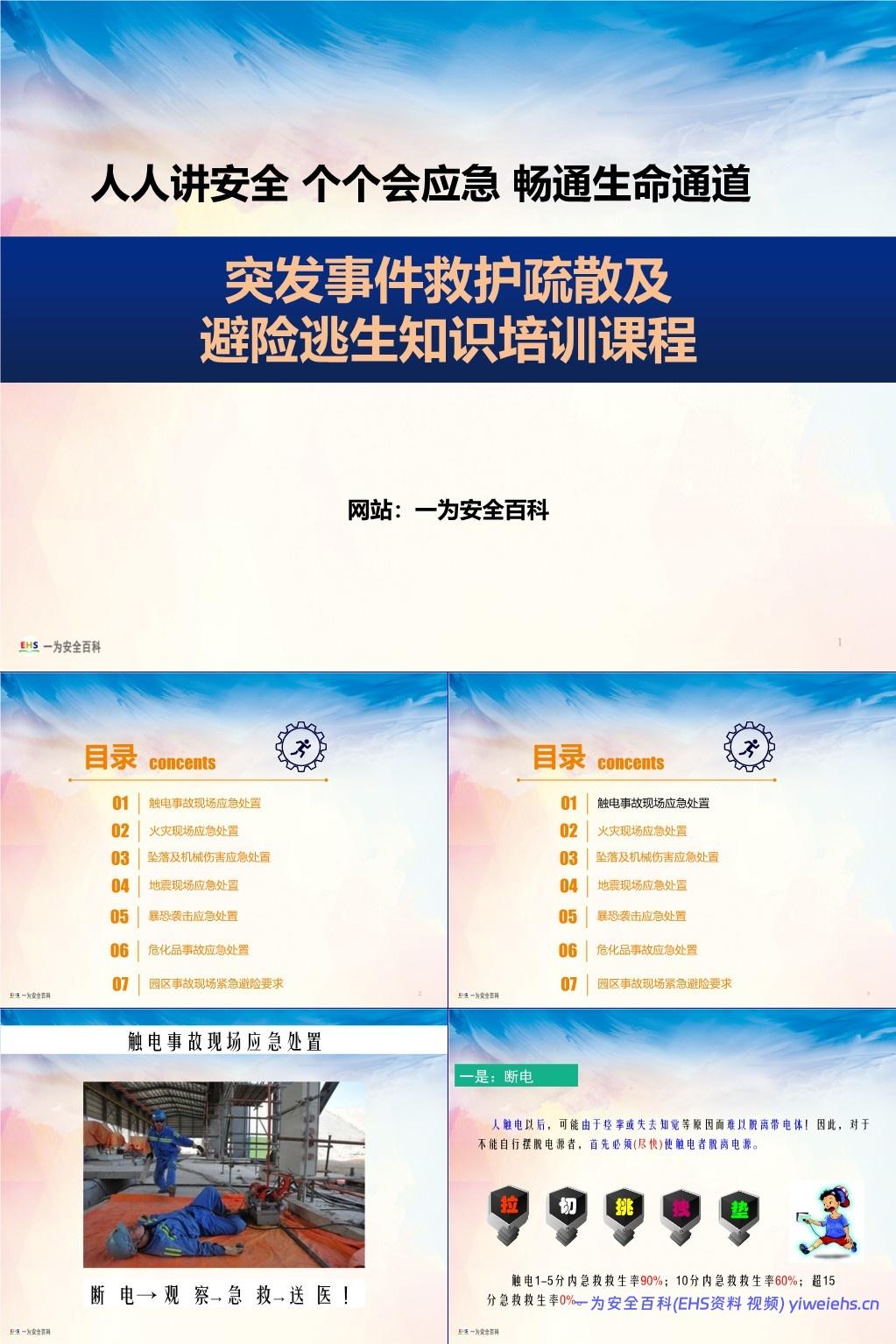 【PPT】突发事件救护疏散及避险逃生知识培训课程