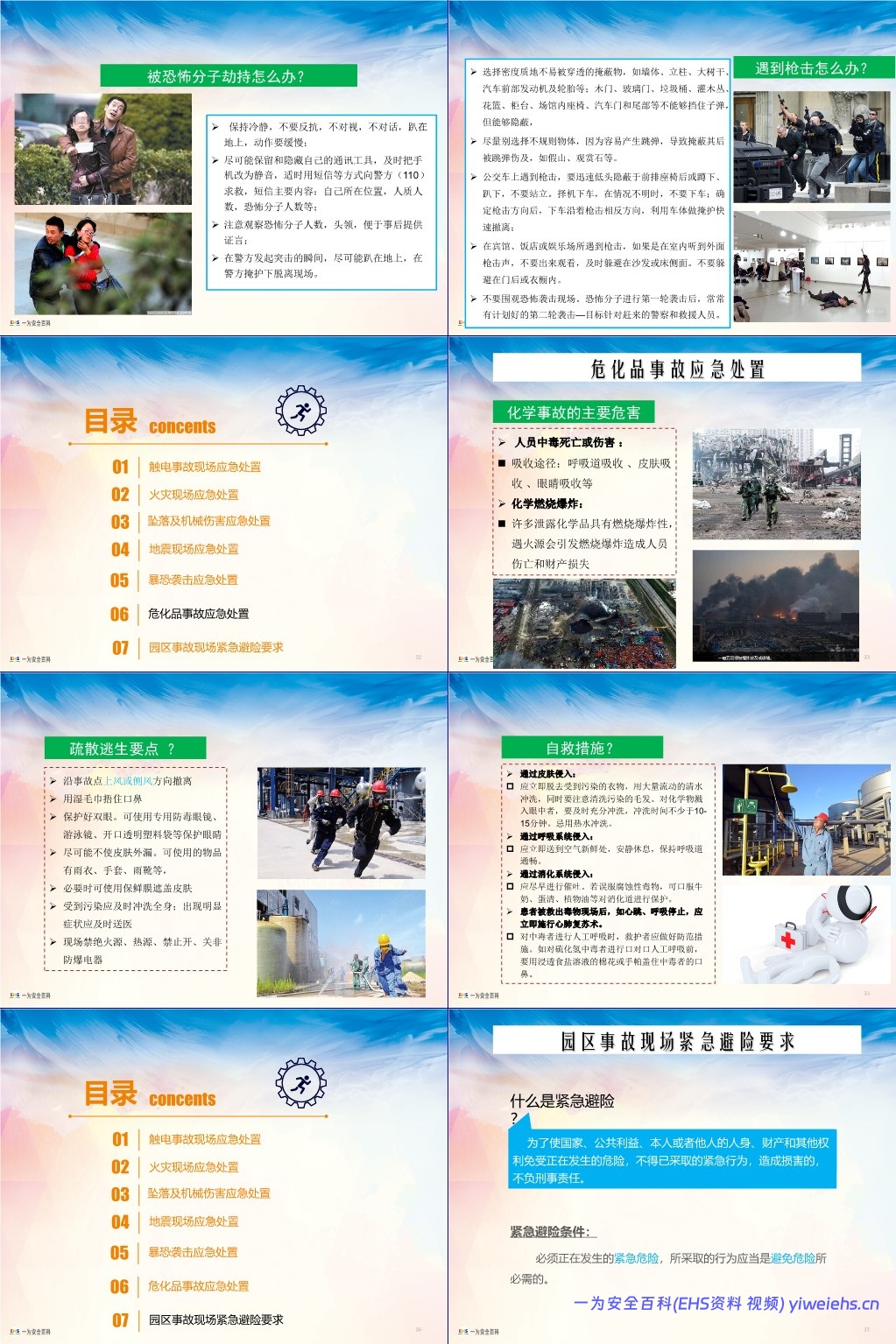 【PPT】突发事件救护疏散及避险逃生知识培训课程