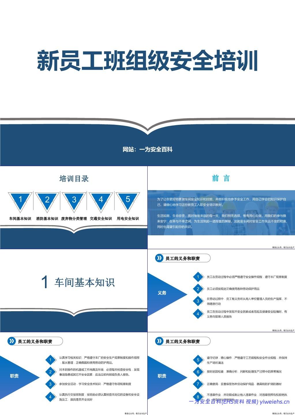 【PPT】新员工三级安全教育培训,班组级