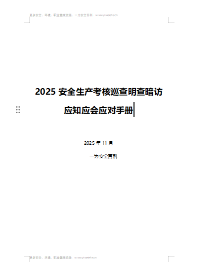 【word】中央安全生产考核巡查明查暗访应知应会手册
