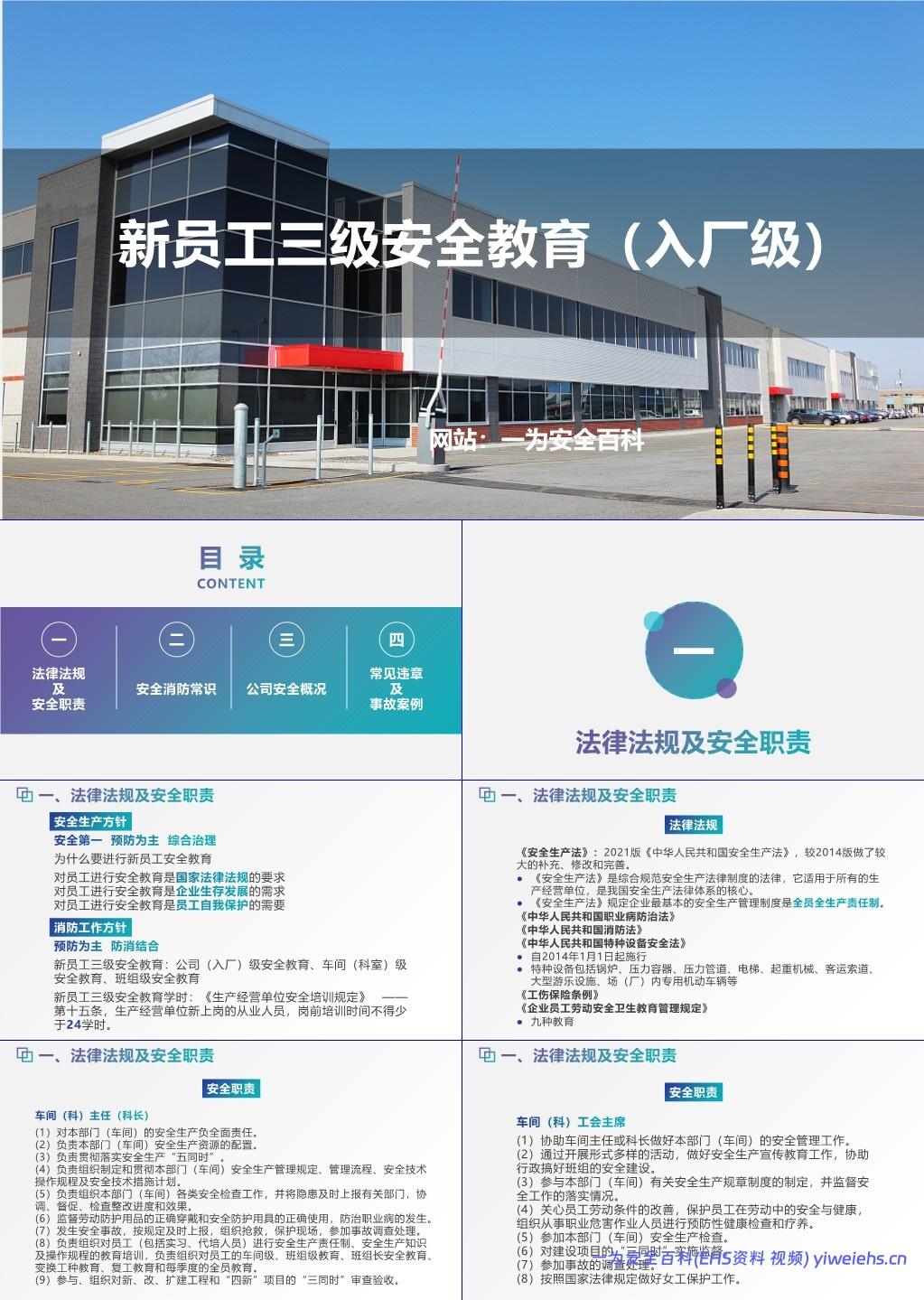 【PPT】新员工三级安全教育培训(入职)