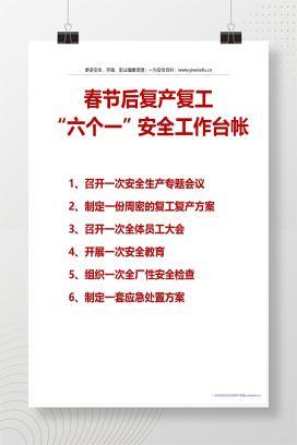【Word】2026年节后复工复产“六个一”安全工作台账