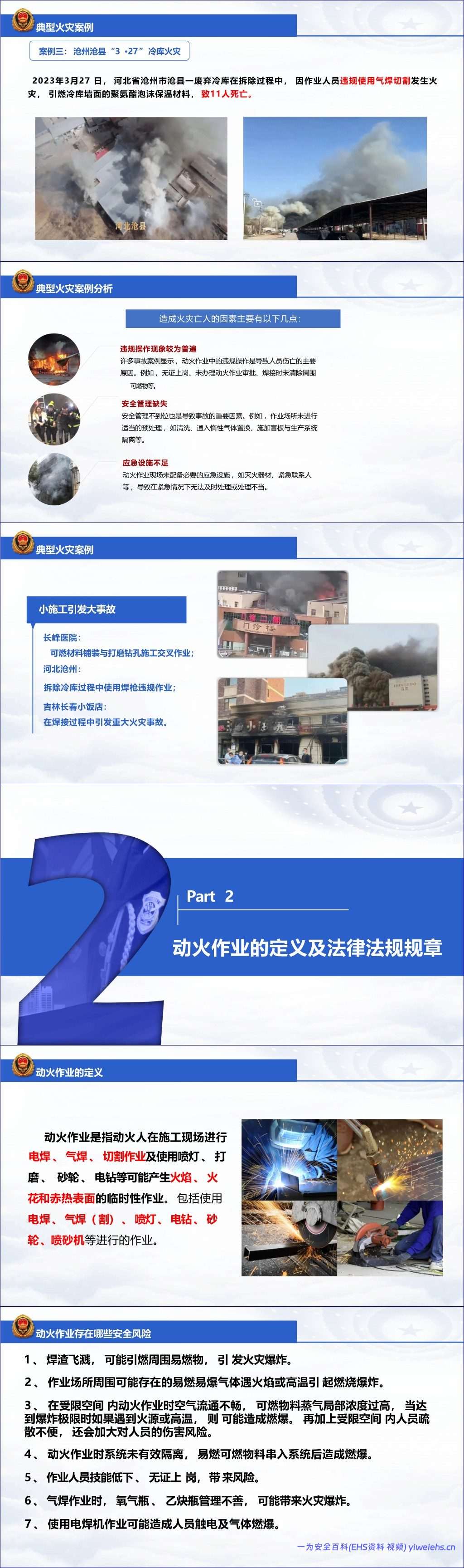 【PPT】动火作业火灾风险防范及消防安全教育培训