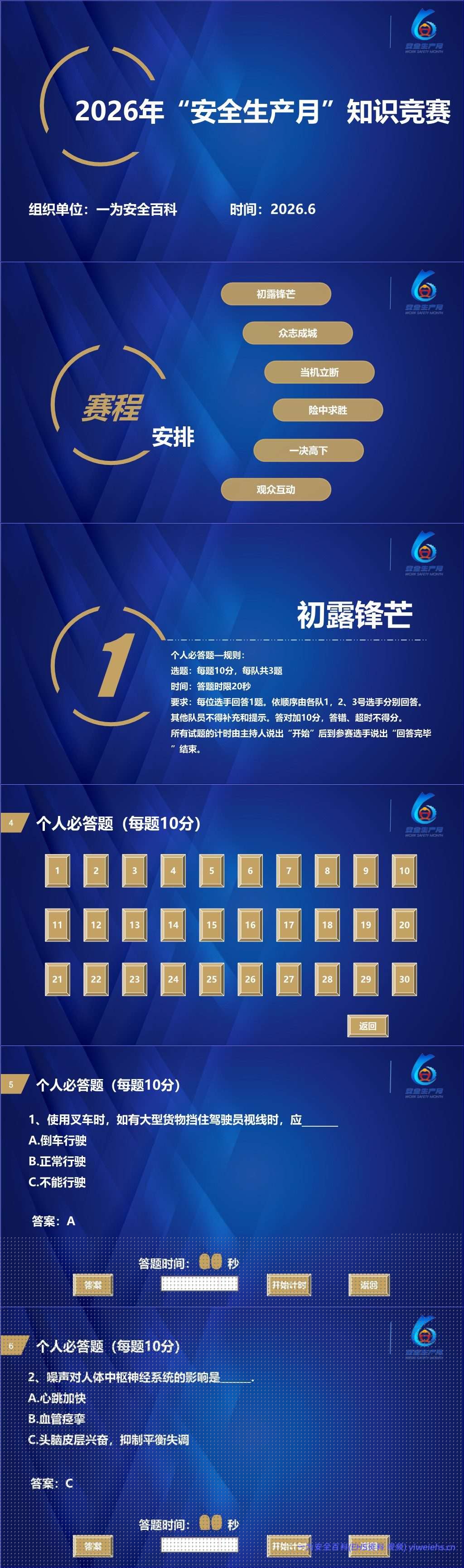 【PPT】2026安全生产月主题:安全知识竞赛丨138页