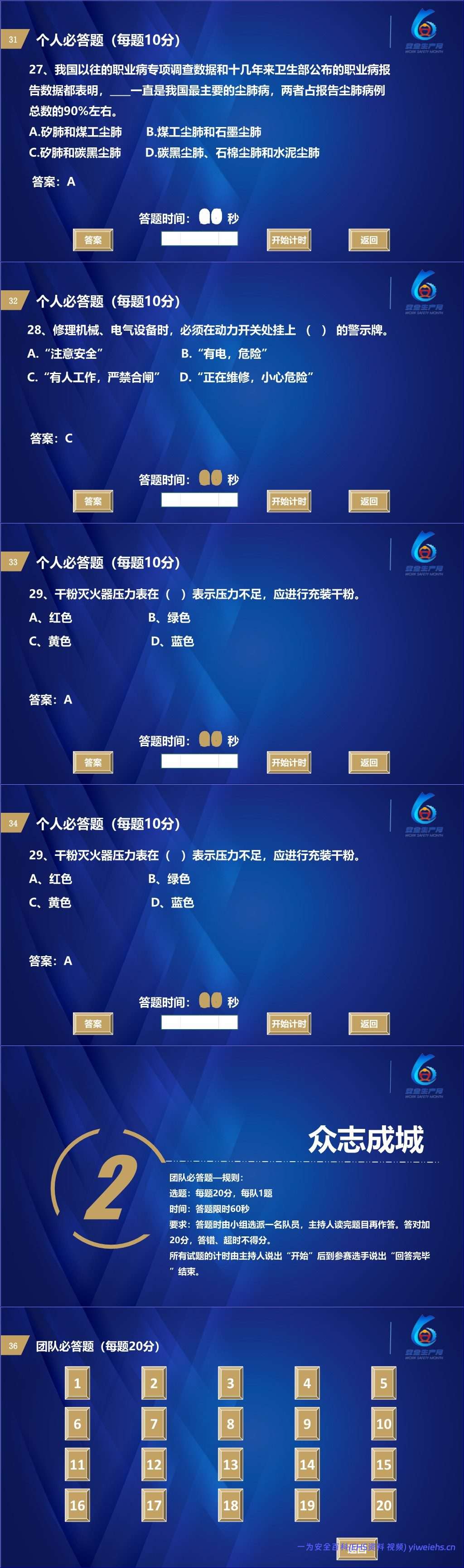 【PPT】2026安全生产月主题:安全知识竞赛丨138页