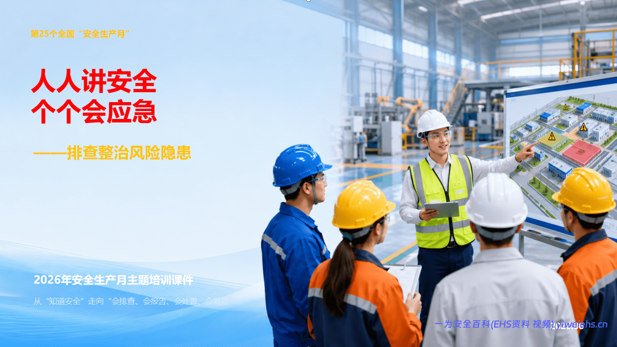 【PPT】2026年安全生产月主题培训课件-从“知道安全”走向“会排查、会报告、会处置、会复盘”丨45页