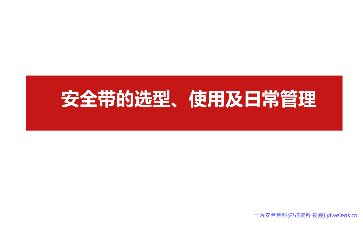 【PPT】《安全带的选型、使用及日常管理》