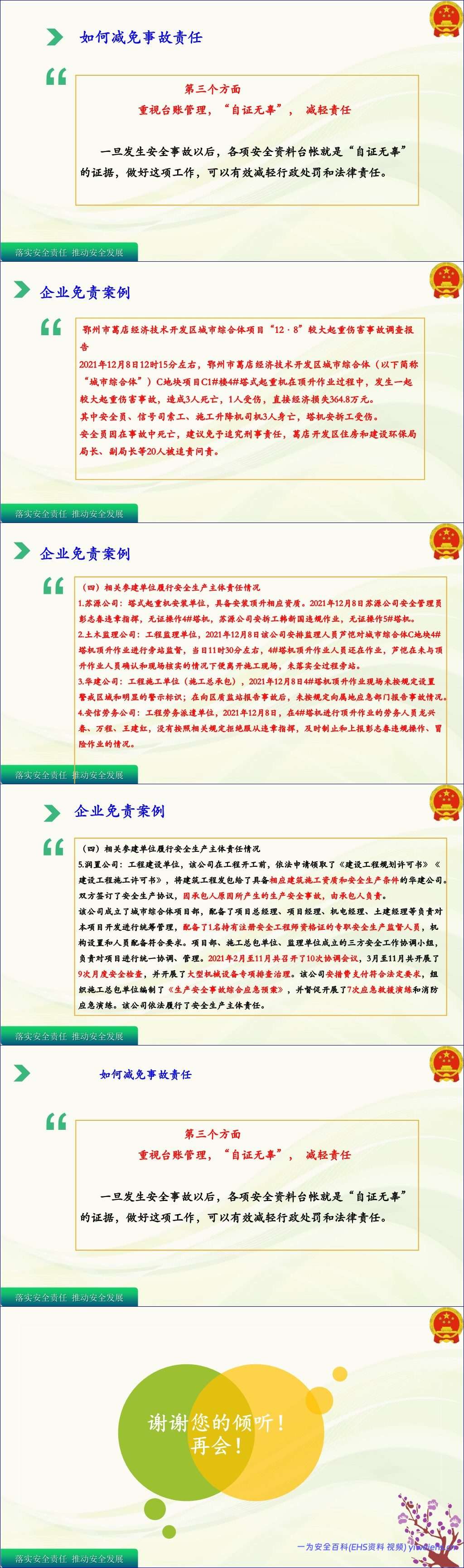 【PPT】《落实安全责任,减免事故责任》