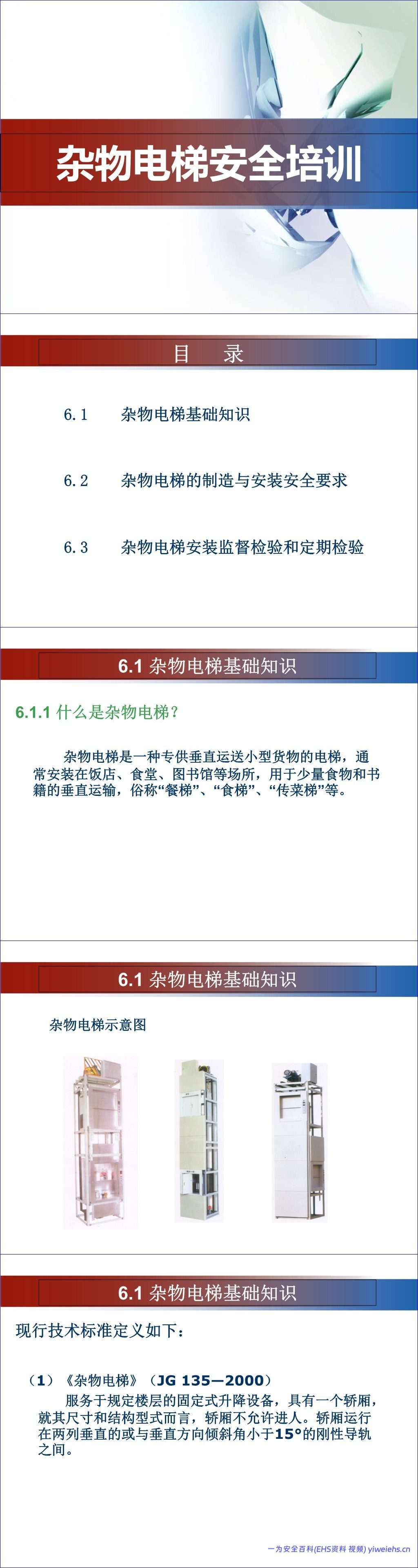 【PPT】杂物电梯安全培训