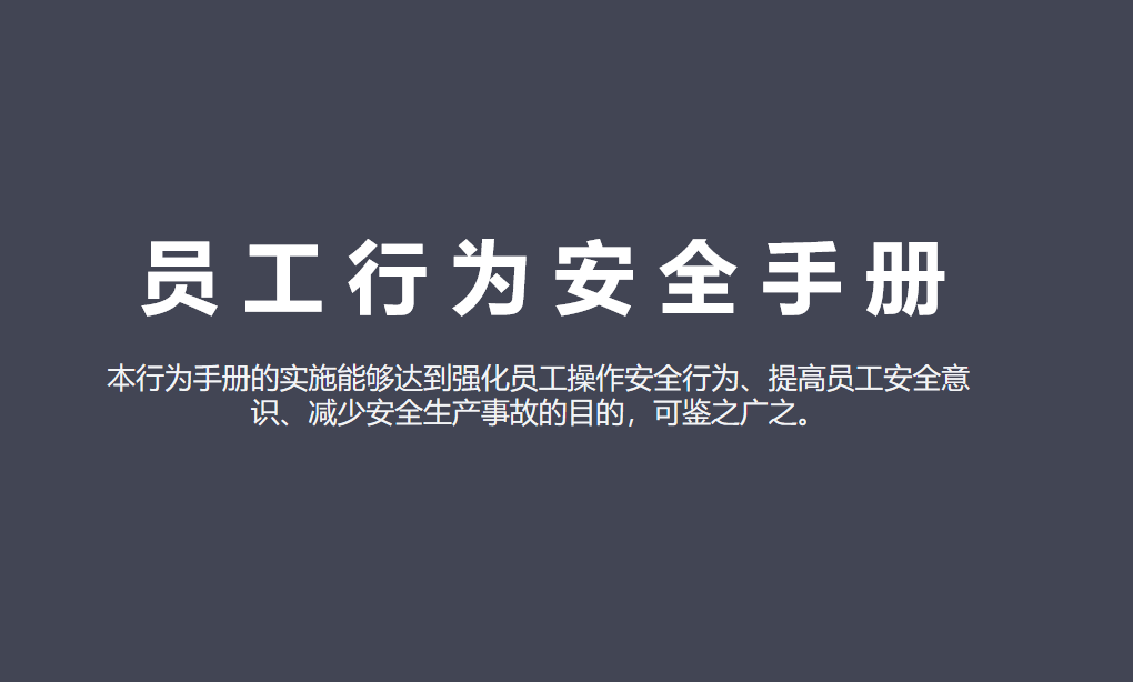 【PPT】员工行为安全手册