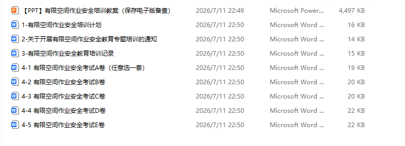 【Word+PPT】有限空间培训计划+通知+课件+考试试卷+培训记录