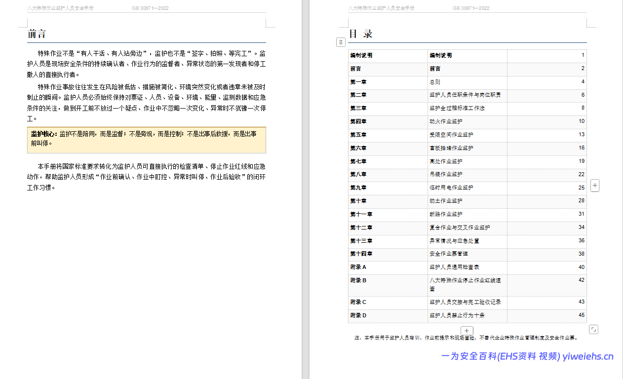 【Word】八大特殊作业监护人员安全手册(52 页)