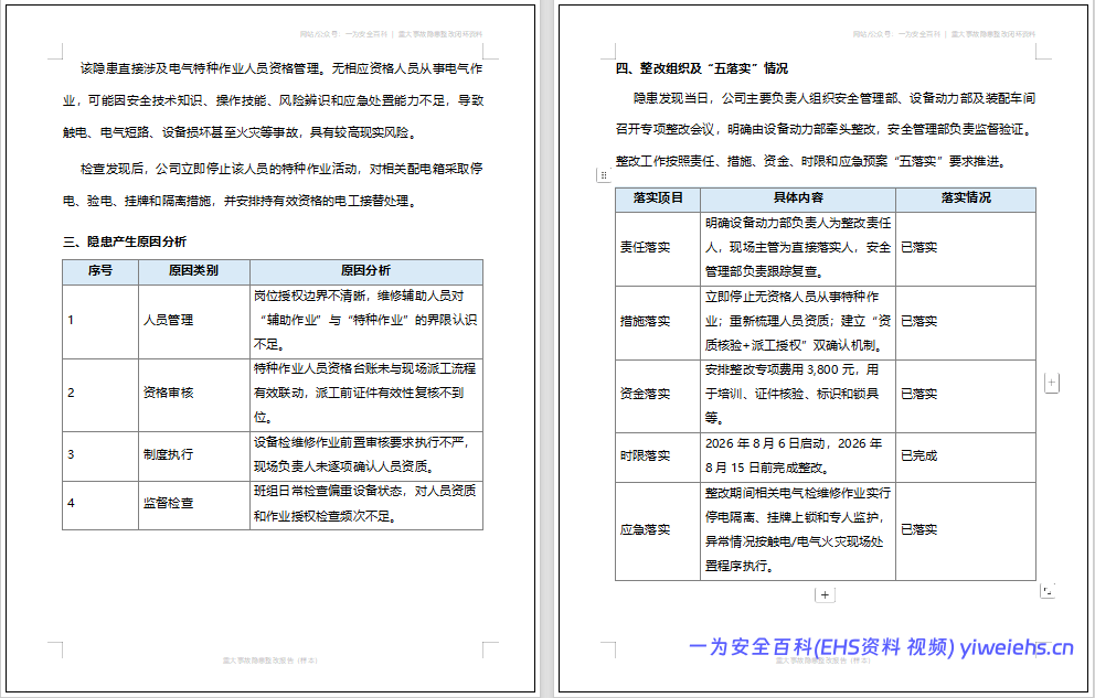 【Word】重大事故隐患整改报告参考模版(12 页)