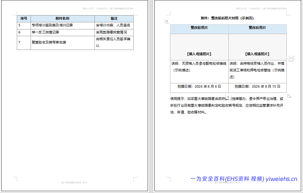 【Word】重大事故隐患整改报告参考模版(12 页)