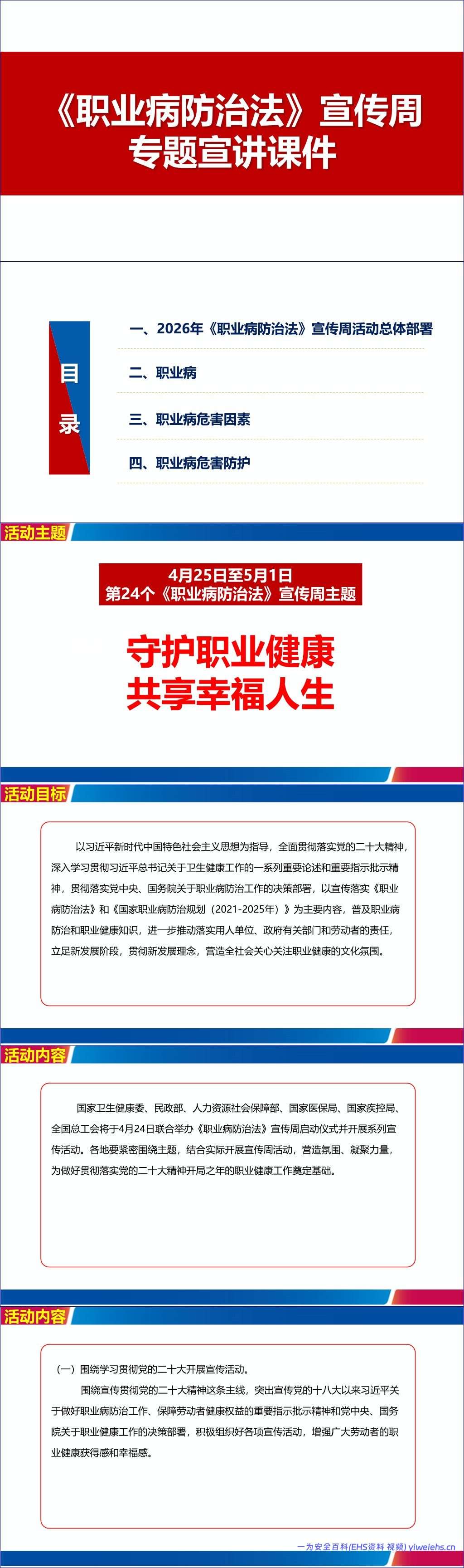 【PPT】2026年《职业病防治法》宣传周专题宣讲课件(78页)