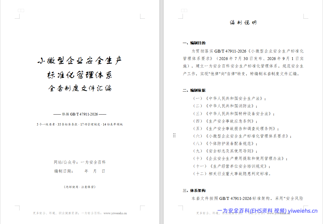 【Word】小微型企业安全生产标准化管理体系文件汇编
