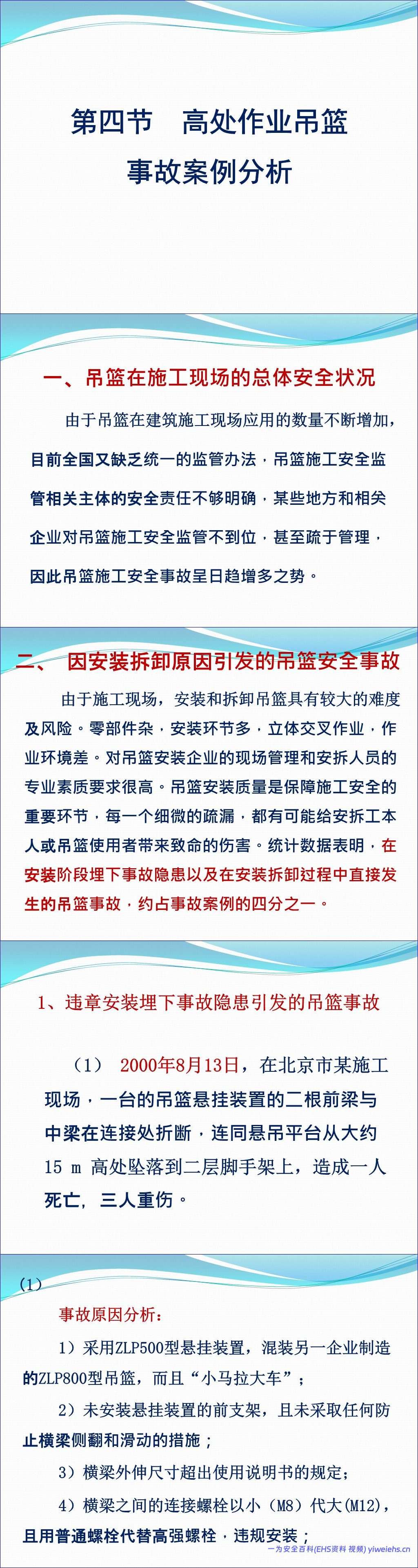 【PPT】高处作业吊篮安全管理标准解读及案例分析,规范总结 – 121页