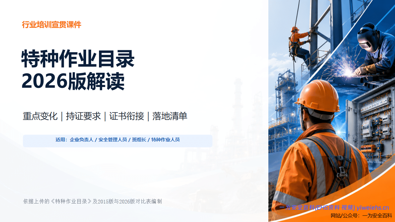 【PPT】特种作业目录2026版行业培训宣贯课件-35页